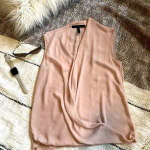 BCBG Maxazria vintage rose pink sleeveless crossover flowy top Size XXS